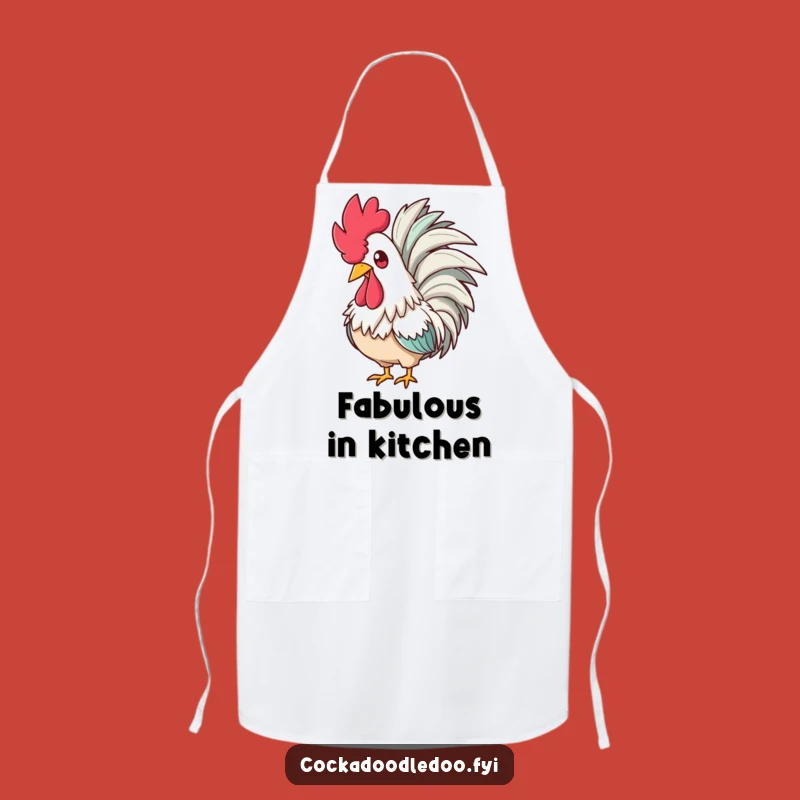 Funny Glam Rooster Boa Apron - Fabulous Kitchen Wear for Amused Cooks
