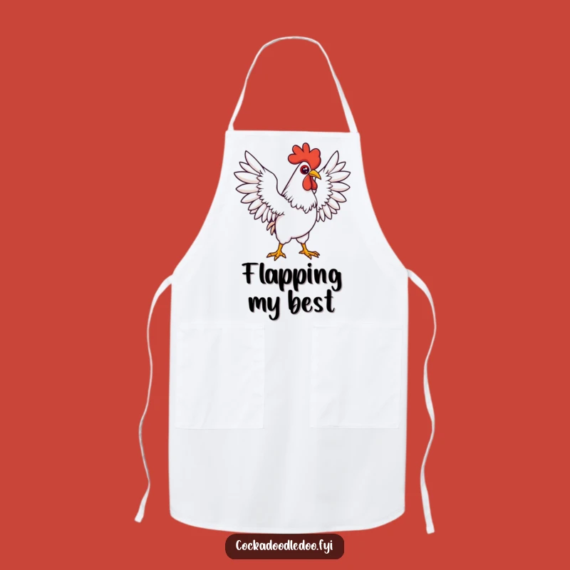 Funny Kawaii Rooster Apron: Determined Wings Pose - Kitchen Funny Gift for Bold Cooks