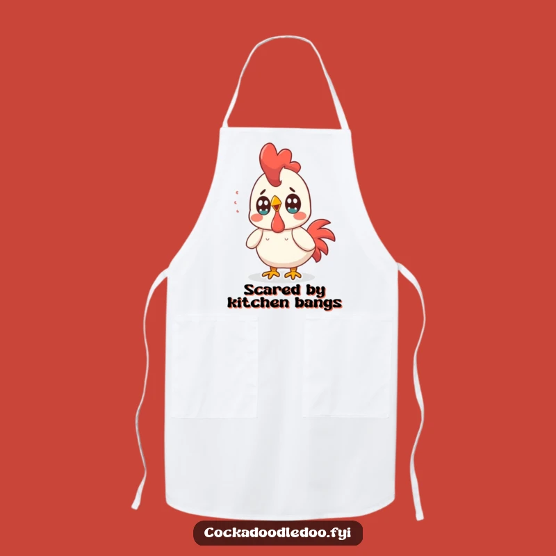 Funny Kawaii Rooster Apron: Surprised Expression for a Hilarious Kitchen