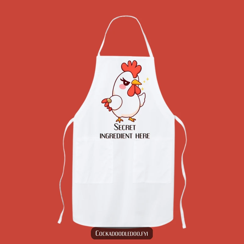 Funny Rooster Wink Apron - Mischievous Chef Character, Playful Kitchen Fun