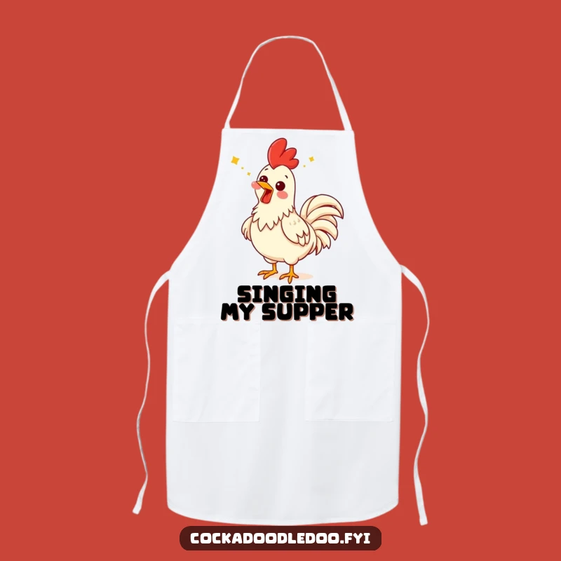 Funny Singing Rooster Apron: Comical Expression Chef Apron Gift