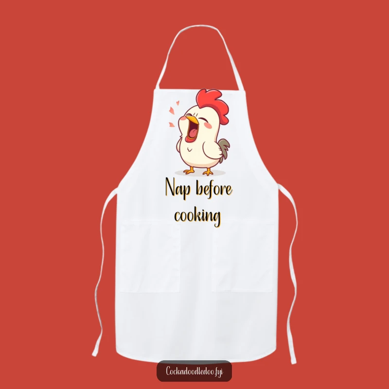 Funny Sleepy Rooster Yawn Apron - Cook with Comedic Exhaustion
