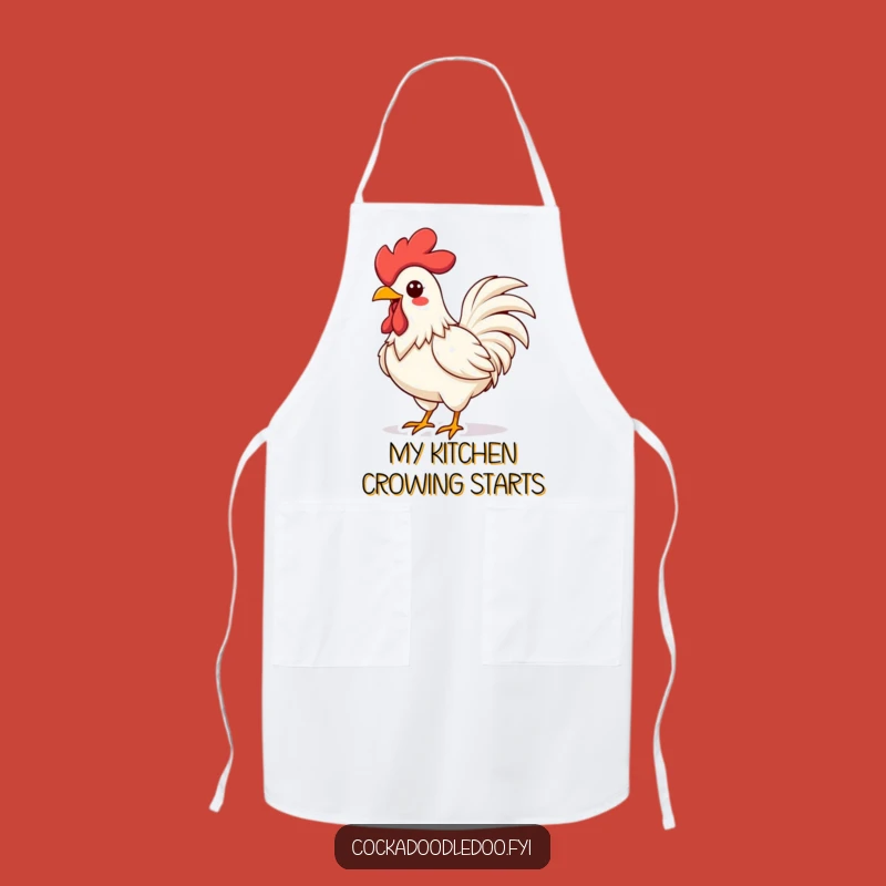 Funny Kawaii Rooster Apron: Vibrant Crowing Design for a Humorous Kitchen