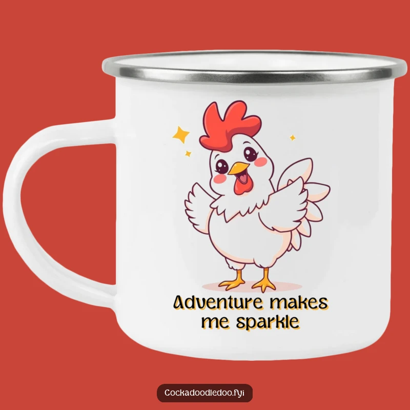 Funny Grinning Rooster Camping Mug: Hilarious Celebration Mug for Outdoor Fun