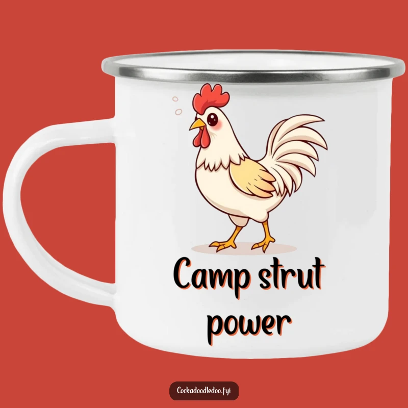 Funny Kawaii Rooster Camping Mug, Strut Through Adventures with Cheerful Pride!