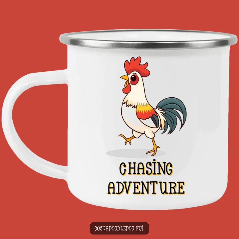 Funny Rooster Shadow Chase Camping Mug - Playful & Durable Trail Companion