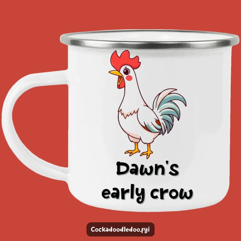 Funny Kawaii Rooster Camping Mug: Joyful Crow Adventure Sip, Perfect Humorous Gift