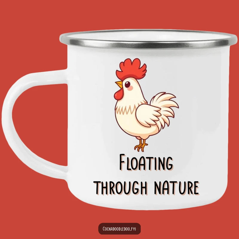 Funny Rooster Feather Camping Mug: Hilarious Outdoor Companion for Serene Moments