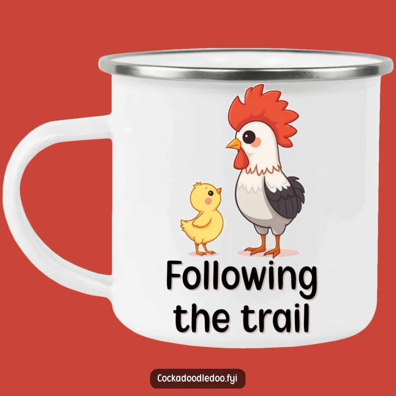 Funny Rooster & Chick Camping Mug: Sip Adventures with Heartwarming Companionship
