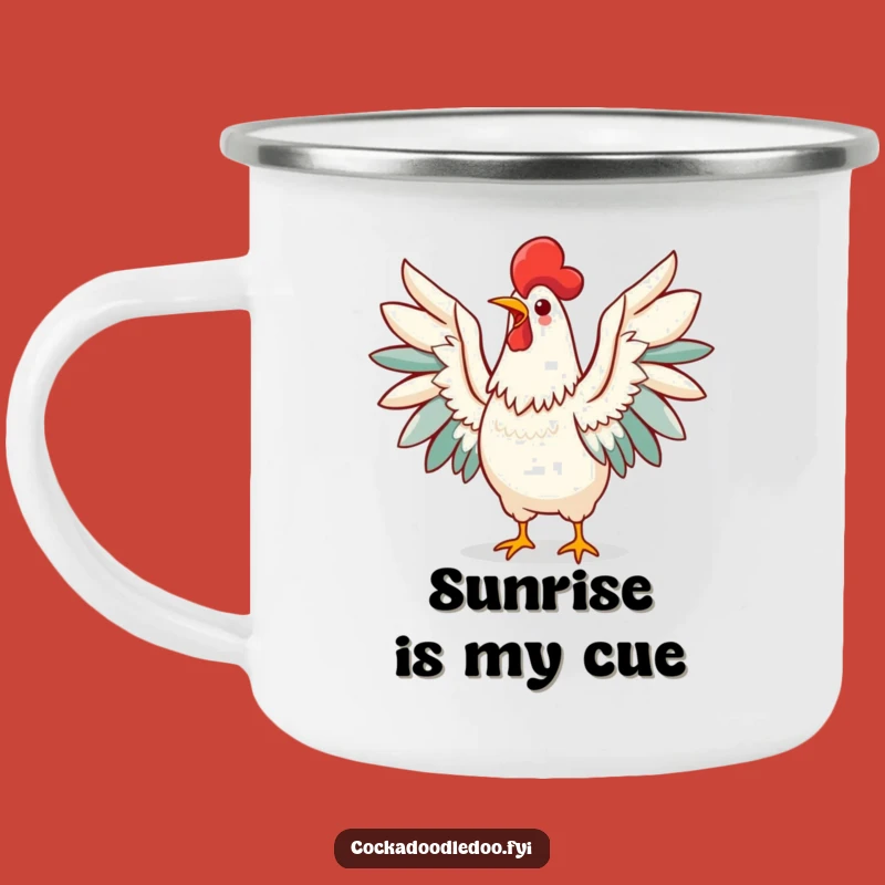 Funny Kawaii Rooster Camping Mug: Morning Call Enamel Cup - Outdoor Gift