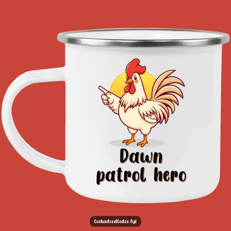 Funny Rooster Camping Mug: Durable & Energetic Sunrise Cup