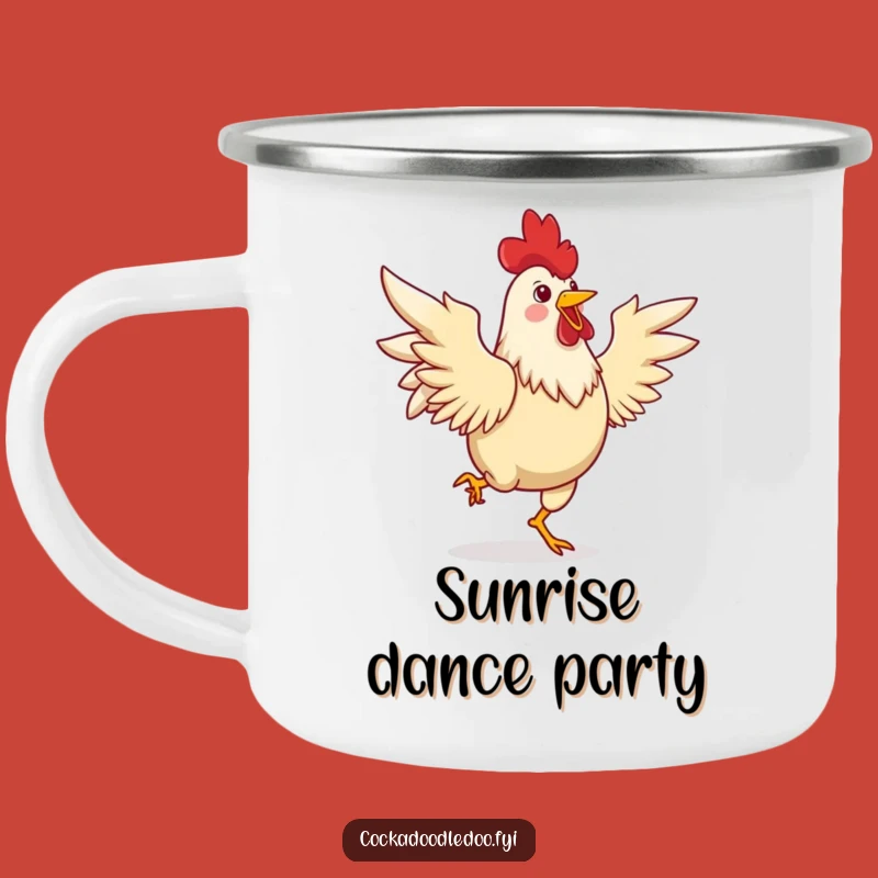 Funny Rooster Dancing Camping Mug - Durable, Lively Outdoor Fun