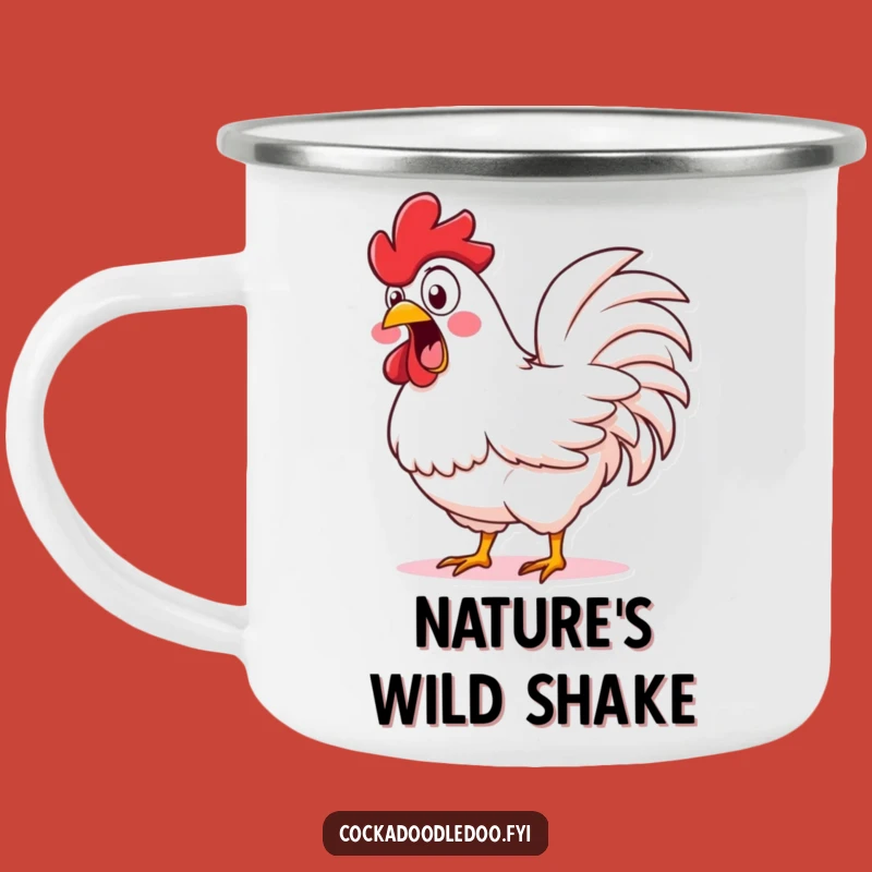 Funny Shocked Rooster Camping Mug: Enamel Cup for Surprising Adventures, Funny Gifts
