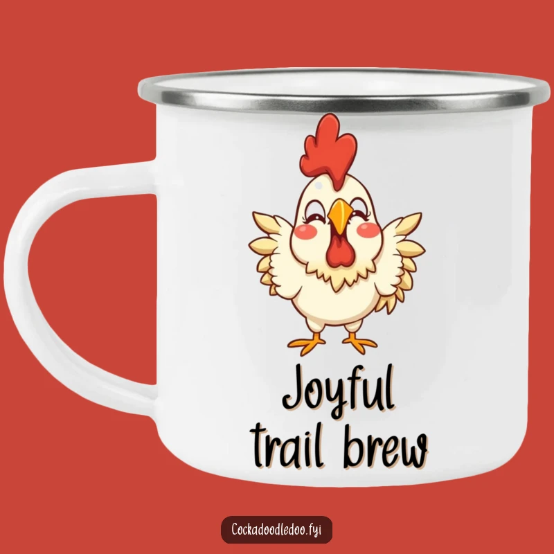 Funny Joyful Rooster Camping Mug - Exaggerated Expression Trail Buddy