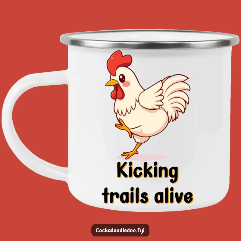 Funny Kawaii Rooster Camping Mug: Kicking Energy Outdoor Cup - Gift
