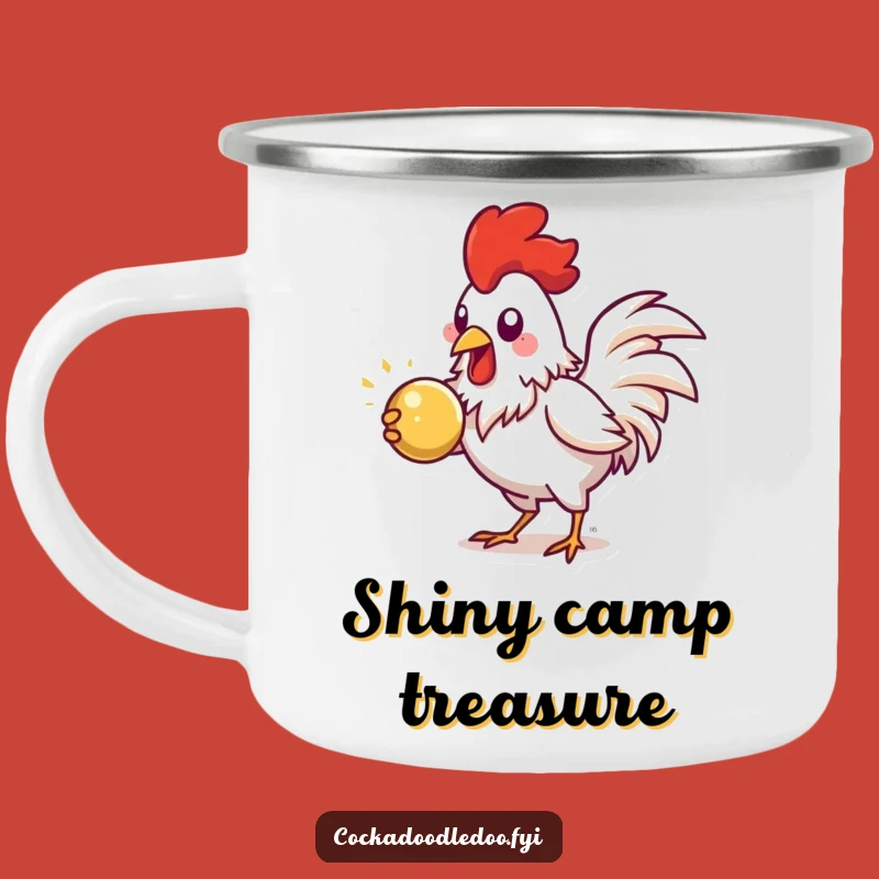 Funny Pecking Rooster Camping Mug: Shiny Object Hunter, Perfect Humorous Gift