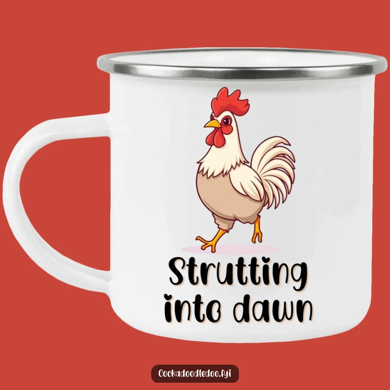 Funny Rooster Striding Camping Mug - Durable Confident Trail Companion Gift