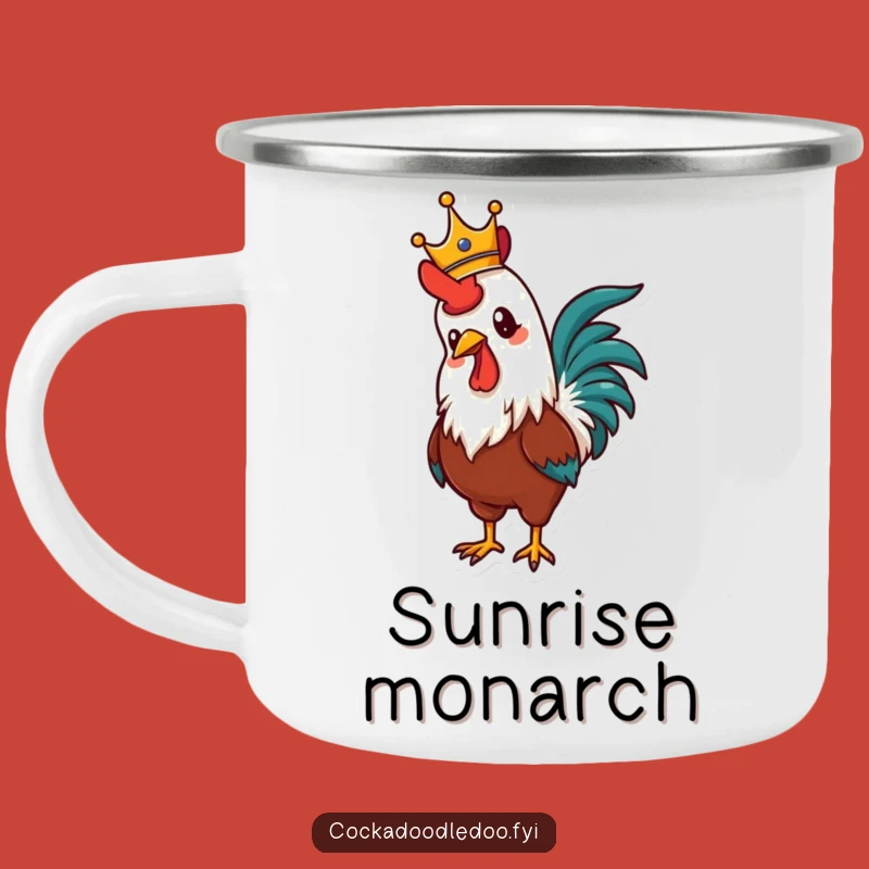 Funny Rooster Crown Camping Mug: Royal Mornings, Majestic Funny Gift Outdoors
