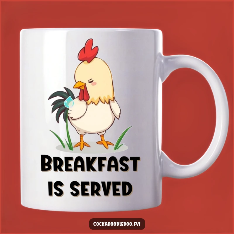 Funny Playful Rooster Dewdrop Mug: A Charming Morning Sip, a Delightful Funny Gift