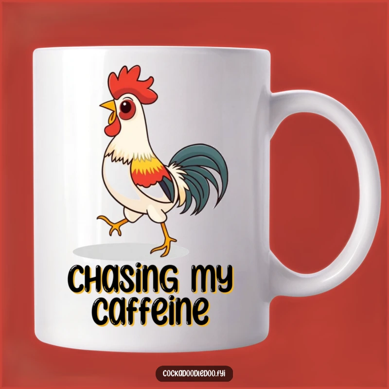 Funny Rooster Shadow Chase Mug - Hilarious Playful Gift for Kids & Adults
