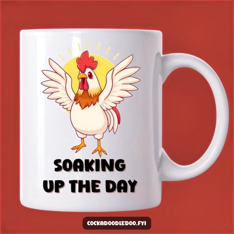 Funny Basking Rooster Mug: Sunny Farm Animal Gift for Peaceful Mornings