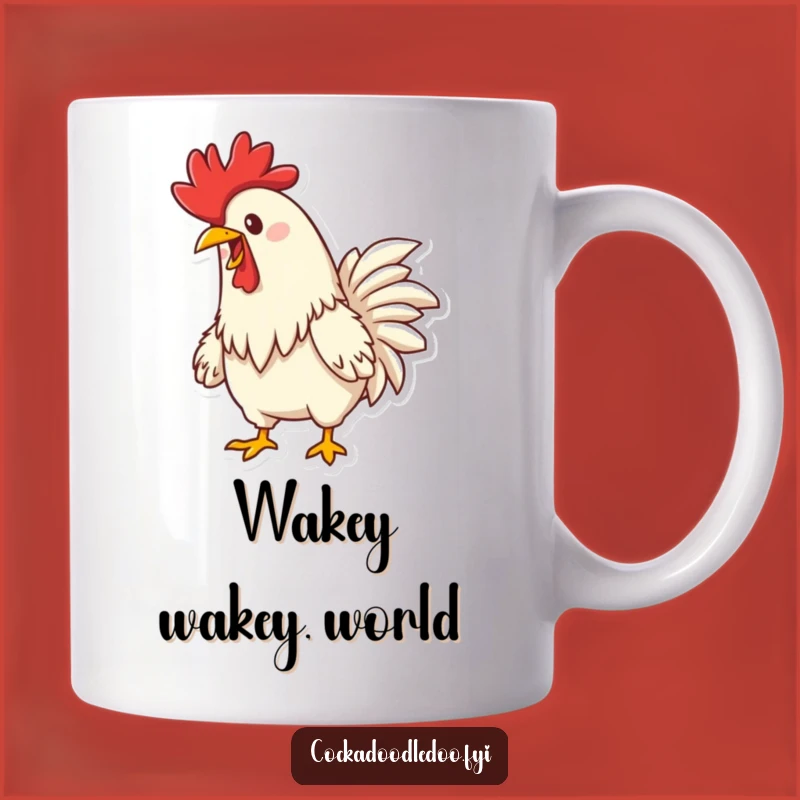 Funny Happy Rooster Crowing Mug: Cheerful Cartoon Gift for Early Risers Who Love Humor