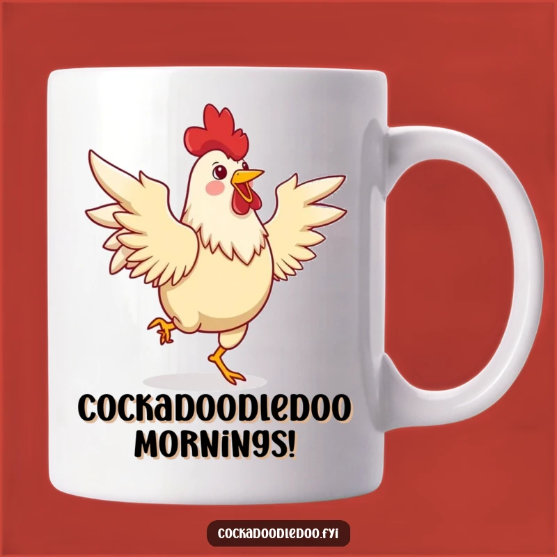 Funny Rooster Dancing Mug - Lively Jig Gift for Morning Person Fun