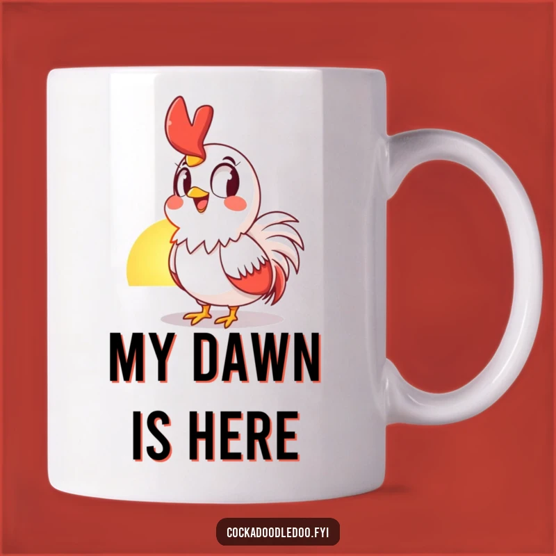 Funny Rooster Sunrise Mug: Awestruck Fowl's Morning Grin, Perfect Gift for Bird Lovers