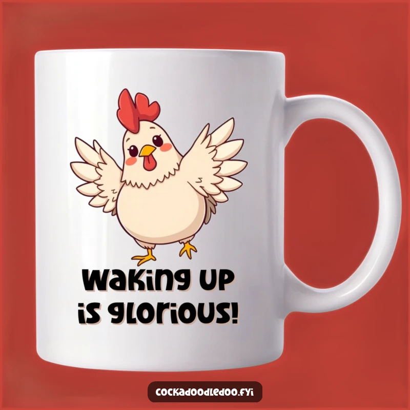 Funny Rooster Wings Mug - Cute Plump Rooster, Cheerful Expression, Perfect Funny Gift