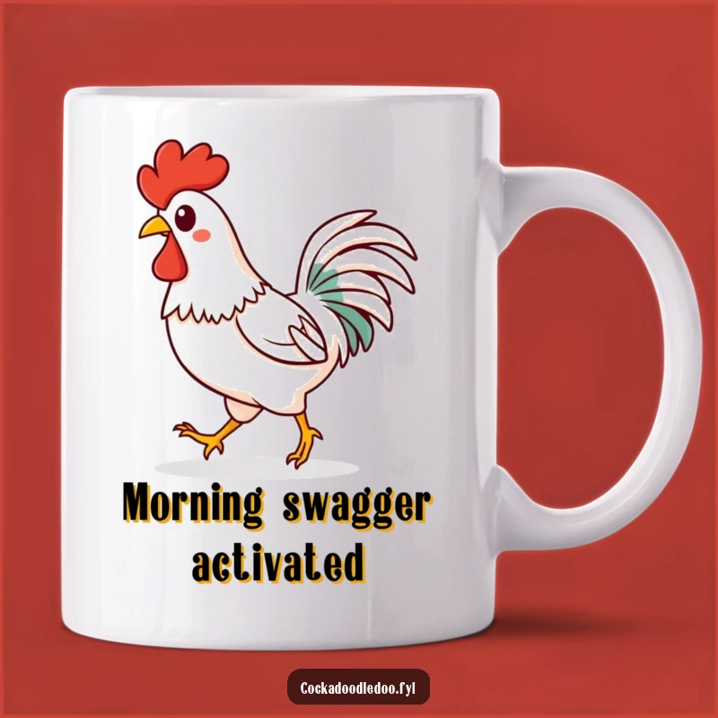 Funny Kawaii Rooster Mug: Confident Strut - Joyful Funny Gift for Happy Go-Luckys