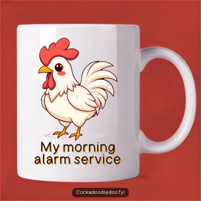 Funny Kawaii Rooster Crowing Mug: Energetic Morning Humor Gift for Rooster Lovers