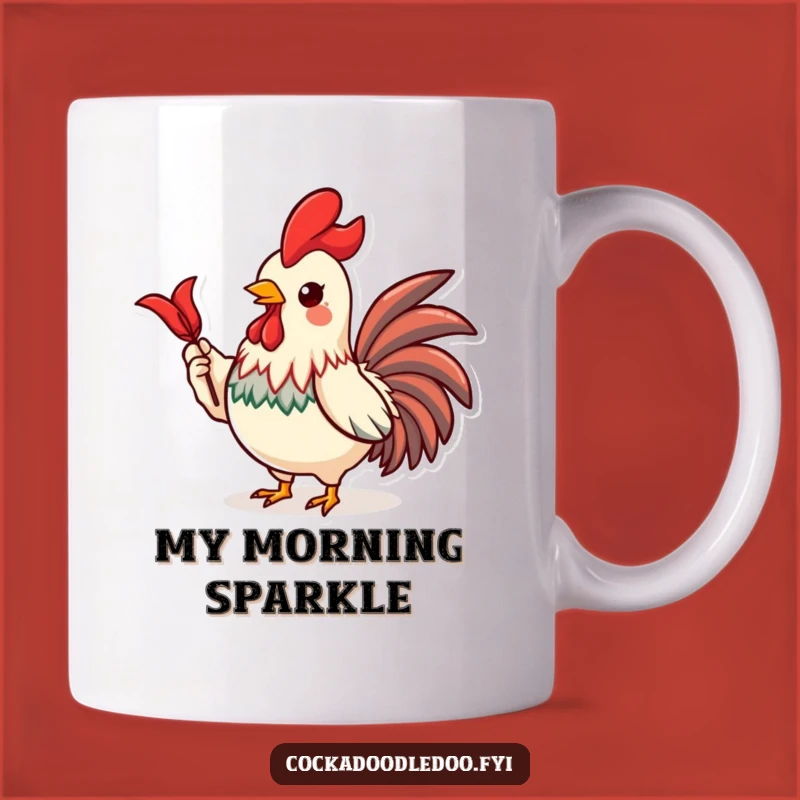 Funny Kawaii Rooster Mug - Proudly Showing Feather Gift