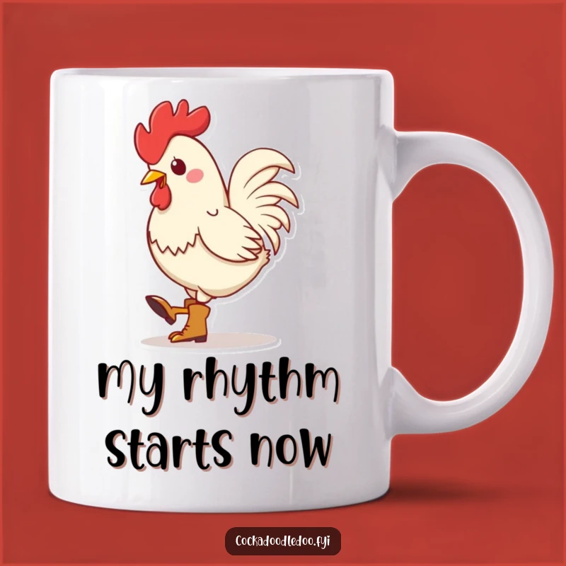 Funny Kawaii Rooster Boots Mug: Tap Your Toes to Humorous Mornings