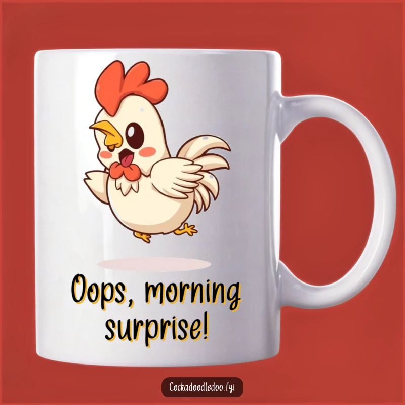 Funny Kawaii Rooster Mug: Startled Hop Back - Hilarious Funny Gift for Jumpy Friends