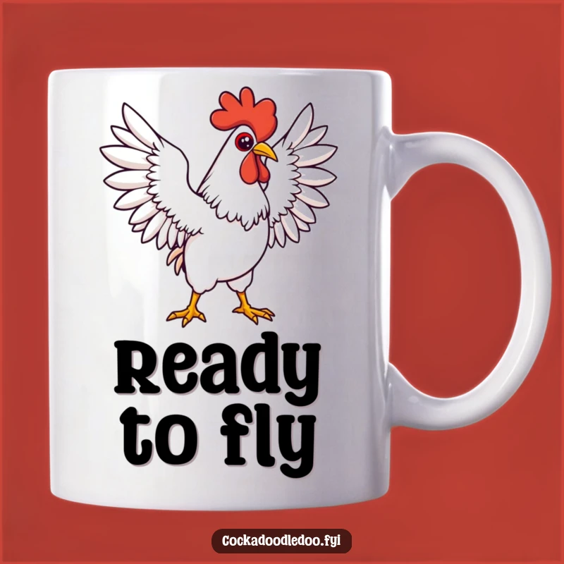 Funny Kawaii Rooster Mug: Determined Wings Pose - Bold Funny Gift for Ambitious Souls