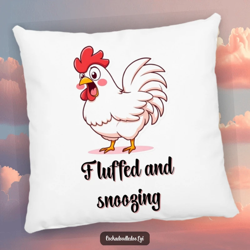 Funny Wide-Eyed Rooster Pillow: A plush pillow featuring a rooster exclaiming with wide eyes and shaking its fluffy tail.