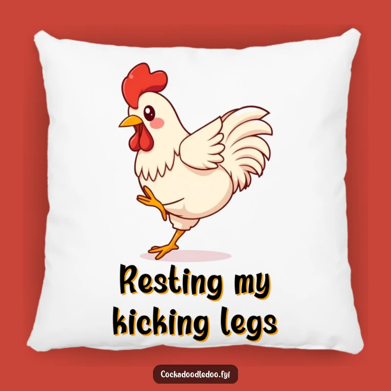 Funny Kawaii Rooster Pillow: Kicking Energy Accent Cushion - Gift