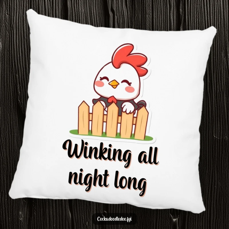 Funny Kawaii Rooster Pillow: Soft and plush, featuring a mischievous rooster peeking with a wink, perfect for humorous comfort.