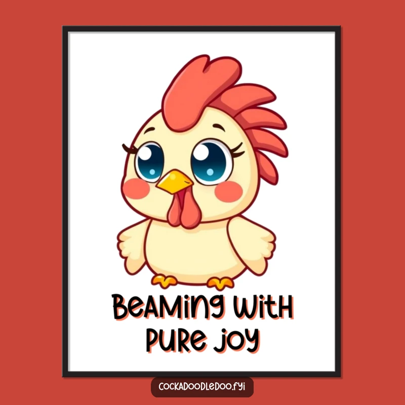 Funny Kawaii Rooster Digital Print: Morning Cheer Wall Art - Joyful Gift