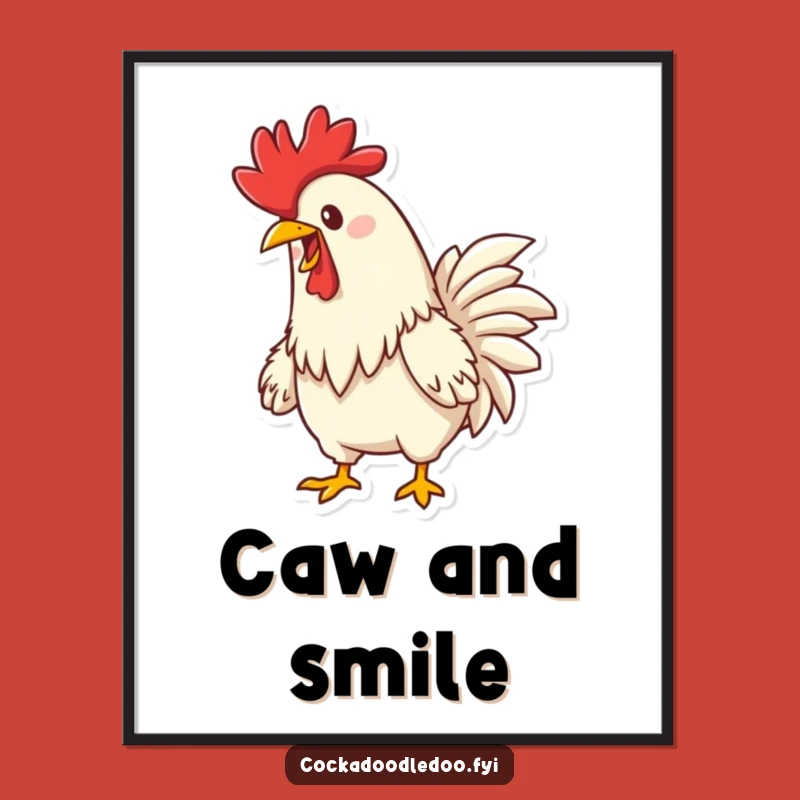 Funny Happy Rooster Crowing Digital Art: Printable Decor for Instant, Funny Gifts