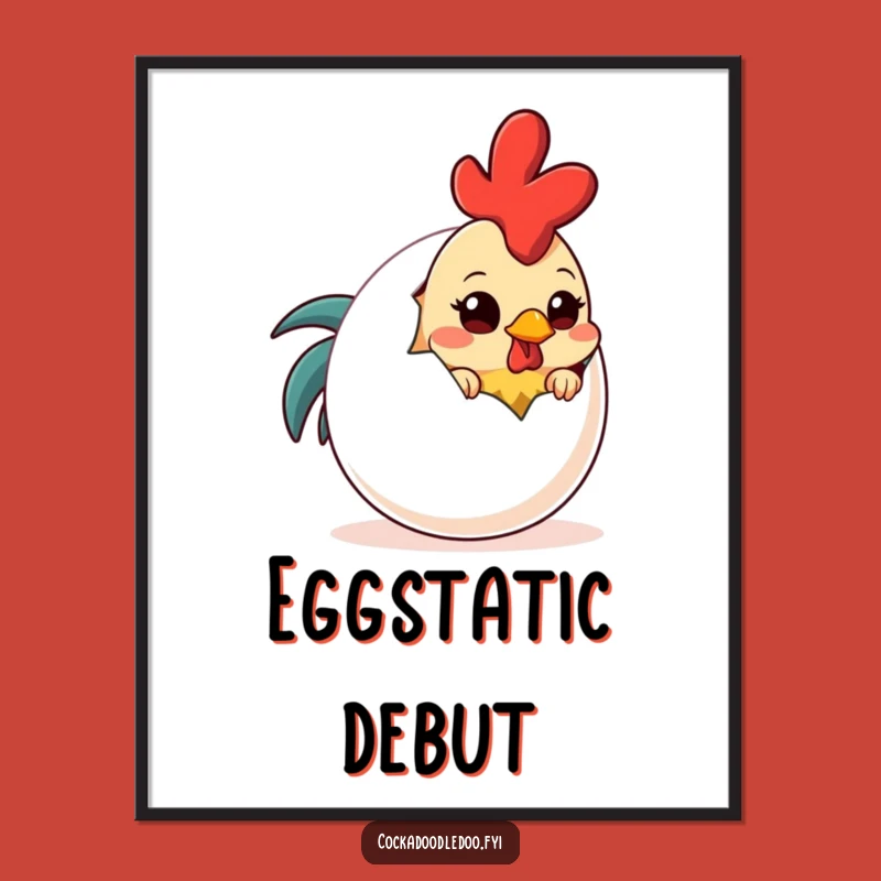 Funny Shy Rooster Egg Digital Art: Printable Decor for Instant, Humorous Gifts