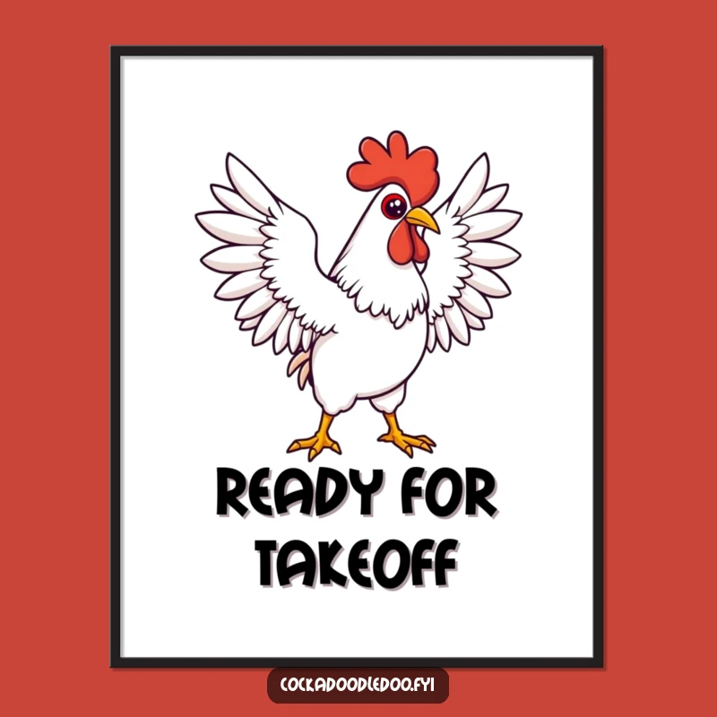 Funny Kawaii Rooster Art Print: Determined Wings Pose - Instant Funny Gift for Motivational Decor