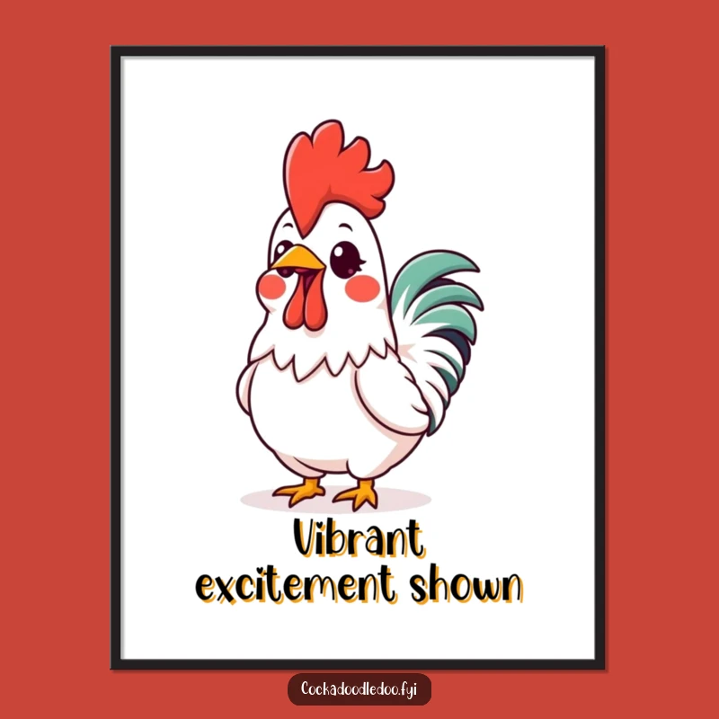 Funny Kawaii Rooster Comb Print: Vibrant Art Infused with Excitement