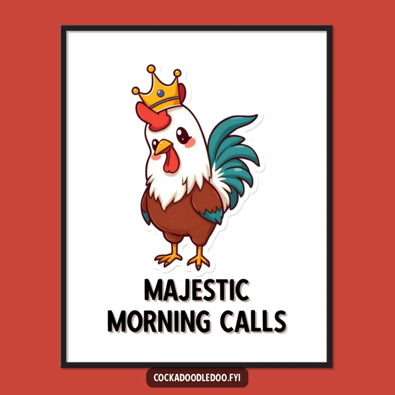Funny Rooster Crown Digital Print: Regal Crowing Art, Instant Funny Gift