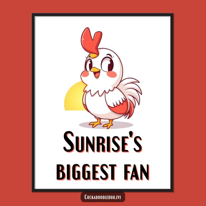 Funny Rooster Sunrise Digital Art Print: Instant Awestruck Fowl Cheer, Downloadable Funny Gift
