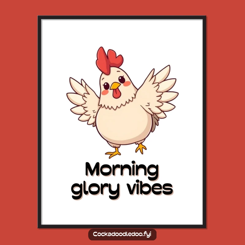 Funny Rooster Wings Digital Art - High-Res Plump Rooster, Cheerful Expression, Instant Funny Gift