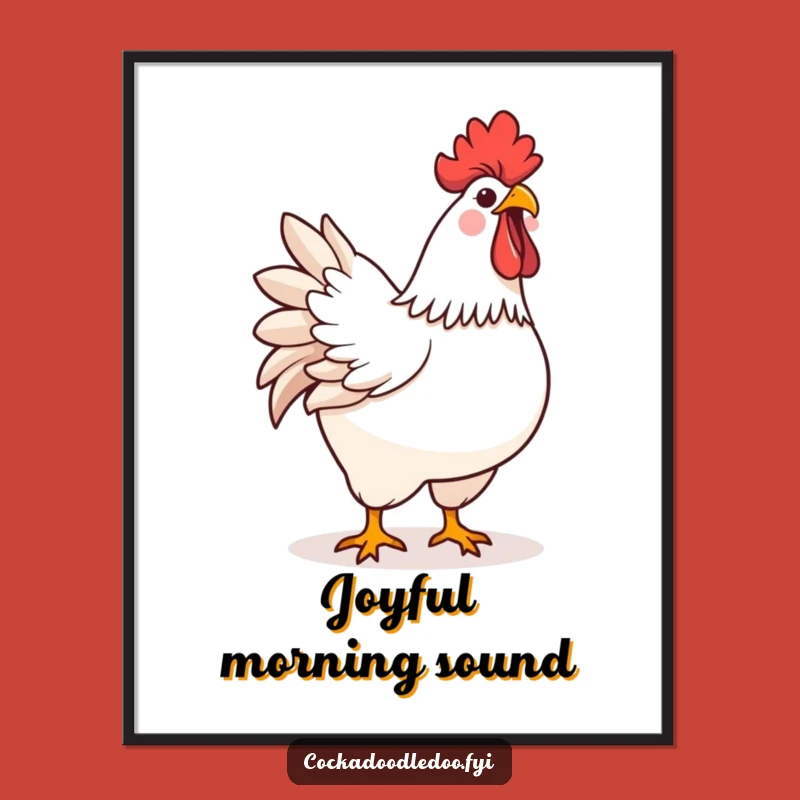 Funny Kawaii Rooster Digital Art: Instant Morning Cheer