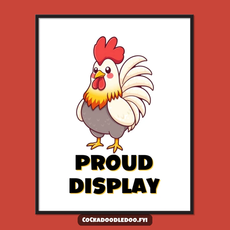 Funny Rooster Chest Digital Art: Vibrant Pride, Instant Funny Gift Download