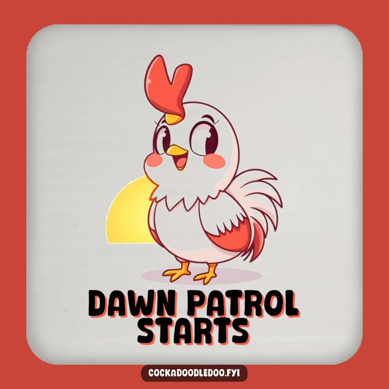 Funny Rooster Sunrise Drink Coaster: Protect Surfaces Awestruck Fowl Style, Nice Funny Gift