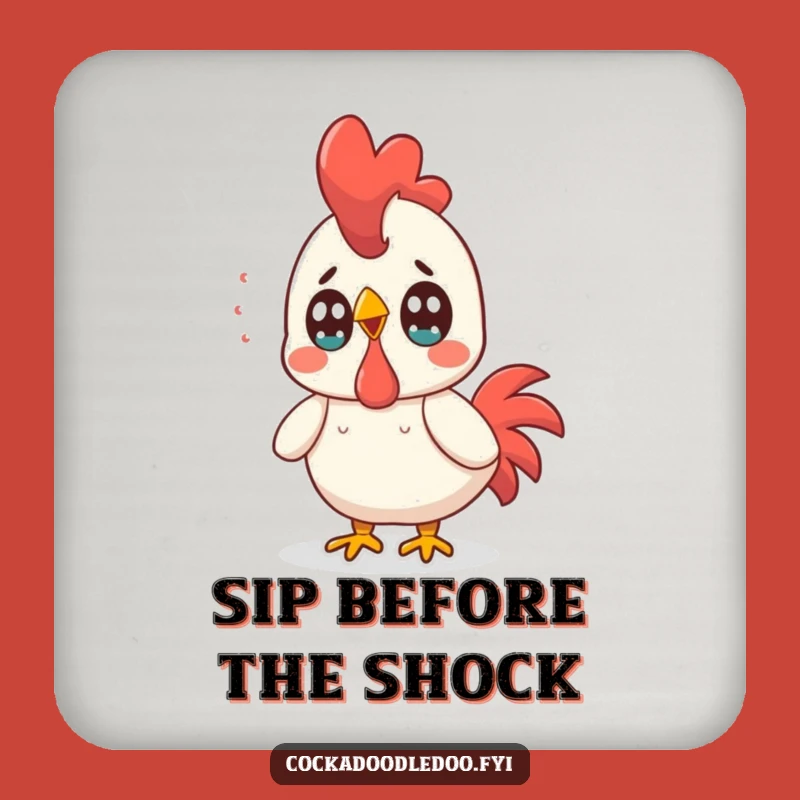 Funny Kawaii Rooster Coaster: Surprised Expression for Humorous Table Protection
